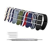 MEGALITH NATO Strap 8 Packs 16mm 18mm 20mm 22mm 24mm Ballistic Nylon Watch Bands Swiss Zulu Straps Stainless Steel Black Buckle with 4 Top Spring Bars and Spring Bar Link Pin Remover Tool