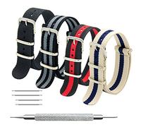 MEGALITH Nylon Watch Strap 4/8-Pack: One-Piece Multi-Color Replacement Band | 16mm 18mm 20mm 22mm 24mm Premium Ballistic Washable Breathable for Daily/Outdoor - Includes 1 Tool and 4 Spring Bars