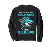 Megalodon Shark Human Costume Funny Ocean Predator Humor Fan Sweatshirt