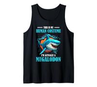 Megalodon Shark Human Costume Funny Ocean Predator Humor Fan Tank Top