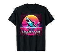 Megalodon shark lovers retro synthwave megalodons T-Shirt