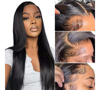 MegaLook MEGALOOK 13x4 HD Pre Cut Lace Front Wigs Upgraded Bleached Knots Straight Wigs 200% Density Brazilian Virgin Human Hair Wigs for Black Women Natural Hairline Glueless Wigs Natural Color
