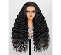 MEGALOOK Ready to Go Glueless Loose Deep Wave 5x6 Pre Cut Lace Front Wigs Human Hair New Loose Deep Curly Wave Wig Real Bleached Tiny Knots Wear and Go Glueless Wig 30 Inch