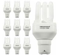 Megaman 10 x 9w Compact Energy Saving Bayonet Cap BC B22 Light Bulb [ Replaces 50w ]