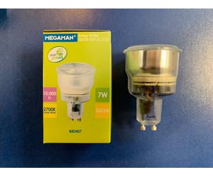 MEGAMAN GU10 7W Reflector Energy Saving Lamp 2700K Warm White 10,000h 73x50mm