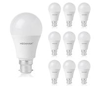 Megaman LED Bulb 9.5W 810lm LED Light Bulbs, BC-Bayonet Cap 60W Halogen Bulbs Replacement, Warm White 2800K, 15000hr Lamp Life, Pack of 10 x 143318 LED Bulbs