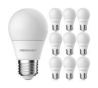 Megaman Pack of 10 x LED 711114 Dimmable Classic Opal Golf Ball E27 Edison Screw 4000K Cool White 5.5W (10)