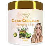 MEGAMAX Clear Collagen Peptides 300 g Lime - Mint - 25 g Protein with 3 Servings - Clear Collagen Powder Clear Like Isoclear