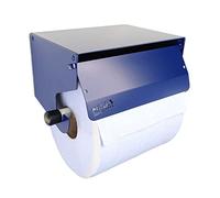 MegaMaxx Heavy Duty Metal Wall Mounted 220 mm Blue Roll, Paper Towel Holder - Galvanised Dispenser with Roller Cover for Restroom, Sanitation and Office (225x125x162 mm)