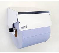 MegaMaxx Heavy Duty Metal Wall Mounted 220 mm Blue Roll, Paper Towel Holder - Galvanised Dispenser with Roller Cover for Restroom, Sanitation and Office - White (225x125x162 mm)