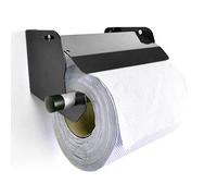 MegaMaxx Heavy Duty Metal Wall Mounted Paper Towel Holder for Blue Roll - Galvanised Dispenser with Tissue Roller Brake for Cleaning Restroom, Sanitation, Office, and Kitchen (Black)