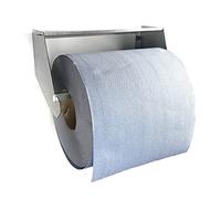 MegaMaxx Metal Wall Mounted Single Blue Roll, Paper Towel Holder - Galvanised Dispenser with Roller Head for Restroom, Sanitation, Office, Workshop and Kitchen (Silver, 225x122x115 mm)