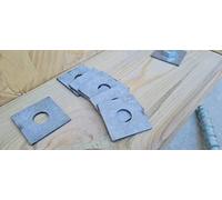 MegaMaxx Timber Wood Constructions Square Washer with Round 11mm Hole - Galvanised Heavy Duty Builders Washers for Bolts - Pack of 10 (50mm/M16)