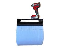 MegaMaxx UK All-In-One Jumbo Blue Roll Holder With Shelf & Stop Brake - Wall Mounted Blue Roll Holder - For Home, Office, Workshop, Warehouse, Factory, Bathroom (Black)