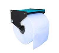 MegaMaxx UK Jumbo Blue Roll Holder With Shelf - Wall Mounted Dispenser - Portable Industrial Paper Storage Shelf for Workshop, Kitchen, Toilet, Restaurant, Paper Towel (Aquamarine & Black)