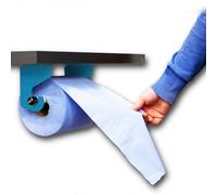 MegaMaxx UK Under-Desk & Under-Counter Blue Roll Holder & Dispenser - Aqua Powder-Coated Steel Brackets - Under-Mount Paper Roll Holder for Workshops, Kitchens & Workbenches - UK Made