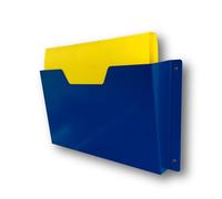 MegaMaxx UK Wall Mount A4 Document Holder - Blue Steel Wall File Storage for Ring Binders, Display Files & Safety Documents - Heavy Duty Office Organiser - UK Made