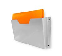 MegaMaxx UK Wall Mount A4 File Holder - Light Grey Steel Folder & Document Organiser - Slanted Design for Easy Access - Heavy Duty UK Made Bracket