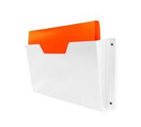 MegaMaxx UK Wall Mount A4 File Holder - White Steel Folder & Document Organiser - Slanted Design for First Aid & Safety Use - Heavy Duty UK Made Bracket