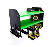 MegaMaxx UK Wall Mount Power Tool Storage Unit Green - Holds 4 Drills - Steel Charging Shelf Organiser for Garage, Workshop, Van or Shed - Drill Rack with Bit Holders - UK Made Heavy Duty Tool Station