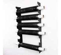 MegaMaxx UK Wall Mount Shrink Wrap Storage Brackets in Black - Heavy-Duty Left & Right Rack Set for 6 Rolls - Industrial Wall Mounted Shrink Wrap Holder for Warehouses, Packing Stations, Workshops