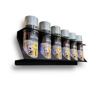 MegaMaxx UK Wall Mounted Spray Can Rack - Black Steel Aerosol Holder for Vans, Workshops or Garages - 6 Slot Storage for 70mm Spray Cans - Made in Britain