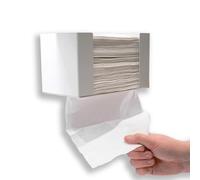 MegaMaxx UK White Z-Fold & V-Fold Paper Towel Dispenser - Wall Mount Galvanised Steel Hand Towel Holder - Easy Refill - 226 x 123 x 113mm - UK Made