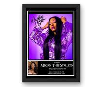 Megan Thee Stallion Signed Autograph Print Poster Black Framed Mounted Wall Art (10x12) Musician Artwork for Home & Office Decor Gift