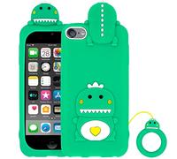 Megantree Cute iPod Touch 7 Case, Little Dinosaur iPod Touch 6 Case, iPod Touch 5 Cases, Animals Funny 3D Cartoon Soft Silicone Shockproof Back Cover with Keychain for Girls Boys Women Kids