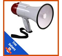 Megaphone Speaker with Siren - Very Loud 10W Loudhailer - Pistol Grip with Strap