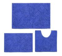 MEGAROOM Bath Mat,Super Soft Chenille Bathroom Mat Set 3 Piece,Calm Blue Non-Slip Anti Mould Bath Mats, Easy Clean and Quick Dry,Bathroom Carpets Set with U-Shaped Toilet Mat, YSD-666