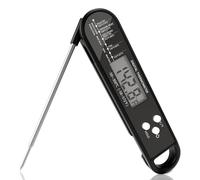 MEGAROOM Digital Meat Thermometer Instant Read - 2s Fast Food Probe for Kitchen Cooking, BBQ & Sunday Roast - Waterproof Temperature Gauge with Strong Magnet & Backlight (Black)