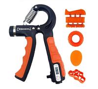 MEGAROOM Grip Strengthener with Counter - Grip Strengthener Kit - 5-in-1-5-60 kg Adjustable Hand Gripper - Hand Grips Strengthener for Effective Finger, Hand, and Forearm Training（Orange）