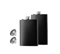 MEGAROOM Hip Flask Set - 8 Oz & 12 Oz Stainless Steel Hip Flask with 2 Pcs Funnels, Premium Alcohol Flasks for Men & Women,Leakproof Cap, Classic Matte Black Design, Perfect for Outdoor Activities