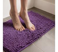 MEGAROOM Non Slip Chenille Bath Mat - Absorbent Bathroom Mat - Extra Soft Bath Mat for Bathroom - Non Slip Anti Mould with 60 x 90 cm, Machine Washable, Dark Purple