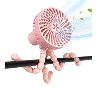 MEGAROOM Portable Baby Stroller Fan With Flexible Tripod - USB Rechargeable Clip-on Cooling for Pram, Travel, Crib, Car Seat, Dog Crate (Pink)