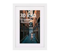 MEGAROOM Wood 30x40 Picture Frame - 30 x 40cm Picture Frame - Picture Frames 30cm x 40cm with Clear Perspex Front - Wall Mounting to Hang Portrait or Landscape (White)