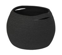 MEGASKET Black Woven Storage Basket, 11" x 9" Indoor Plant Basket for Decor, Decorative Small Cotton Rope Bin for Organizing Pet Toy, Gifts, Towel, Cloth, Socks, Wicker Planter Holder, Modern Shoe Bin