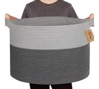 MEGASKET Extra Large Rope Basket, XXXL Woven Storage Basket, Large Blanket Basket Living Room, Kids Room Toy Organizer Bin, Dog Toy Stuffed Animal Basket Storage, Pillow Throw Blanket Holder, 22"x14"