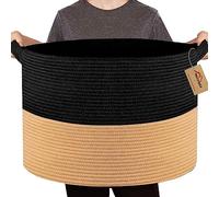 MEGASKET Extra Large Storage Basket, 22" X 14" Blanket Storage for Living Room, Decorative Kids Dog Toy Bin Box, Big Woven Cotton Rope Baskets for Organizing, Farmhouse Blanket Pillow Holder Organizer