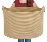 MEGASKET Extra Large Storage Basket, 22" X 22" X 14" Stuffed Animal Basket for Living Room Kids Room, Soft Cotton Rope Bin With Handle, Throw Blanket Storage, Stuffed Animal Toy Organizer Box