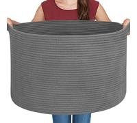 MEGASKET Large Dark Grey Storage Basket Woven Cotton Rope Storage Baskets for Storage Large Blanket Storage Basket Living Room Bedroom