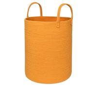 MEGASKET Large Orange Laundry Basket, 15"x18" Tall Blanket Storage Living Room, XL Cotton Rope Toy Bin for Organizing, Wicker Woven Baby Nursery Laundry Hamper with Handle, Orange Room Decor Aesthetic