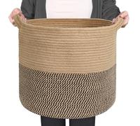 MEGASKET Large Wicker Storage Basket, 16" x 14" Woven Baskets for Storage, Blanket Basket Living Room, Laundry Basket, Big Round Basket for Pillows, Towels, Shoe Basket for Entryway, Kids Toy Basket