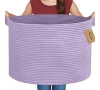 MEGASKET Purple Rope Storage Basket, 22" X 14" Large Woven Baskets, Jumbo Floor Bin for Throw Blankets Pillows, Baby Laundry Basket, Dirty Clothes Organizer, Big Storage Bin for Toys, Towels