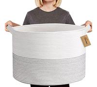 MEGASKET XXXL Large Cotton Rope Blanket Basket for Living Room, Woven Rope Storage Baskets for Organizing, Nursery Kids Toy Baskets Storage Bin Organizer, Baby Laundry Basket Hamper, Decor Basket, 88L