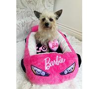 Megatoys Barbie Plush Car Pet Bed- Themed Plush Pink Pet Bed for Dogs and Cats - Soft and Cozy Pet Bed with Barbie Pillow and Car Design