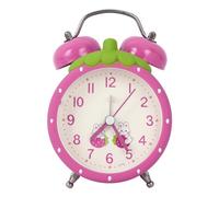 MEGAUK Twin Bell Desk Clock Silent Travel Alarm Clock Analogue Display Strawberry/Apple Design (08245 Strawberry Purple)
