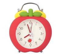 MEGAUK Twin Bell Desk Clock Silent Travel Alarm Clock Analogue Display Strawberry/Apple Design (08245 Apple Red)