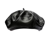 MEGAUK Women Faux Leather Beret Hat Casual Artist Hat Soild Color Cap for Ladies (03360 Black)